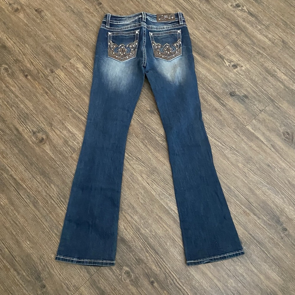 Miss Me Jeans Chloe Boot Rhinestone Leather Sequin Stitch Pocket Size 27 - Picture 10 of 10